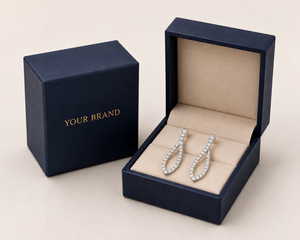 ต่างหูเพชรทรงหยดน้ำ 14K ทองคำขาว ประดับเพชรเพาะเลี้ยงแบบ Pavé - Product Image 6