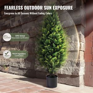 Set di 2 Alberi Artificiali di Cedro Topiario da 36 Pollici con Foglie Extra in Plastica, Vaso Incluso, Alberi Finti Sempreverdi di Pino e Cipresso - Product Image 3