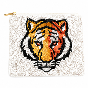 Porte-monnaie miniature de luxe fait main en perles de verre motif tigre, portefeuille zippé, accessoire de mode TH CREATION pour femme, 5 pouces, OEM ODM, en tissu - Product Image 3