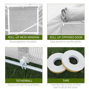 Serra a tunnel walk-in 20x10x7 in acciaio zincato con 8 finestre a rete e porta a rete con cerniera, ideale per la coltivazione di piante da giardino - Product Image 6