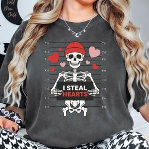 T-shirt de la Saint-Valentin avec motif squelette, t-shirt drôle de la Saint-Valentin, cadeau de la Saint-Valentin - Product Image 3