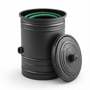 Pot à tuyau décoratif en métal avec finition galvanisée pour le rangement des tuyaux de jardin, l'organisation de la cour et des accessoires extérieurs charmants - Product Image 1