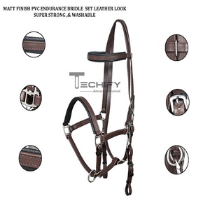 Extra cómodo cuero marrón Look Horse Endurance Halter Material de PVC duradero para montar en senderos y carreras largas - Product Image 2