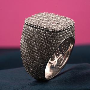 Moissanite Round Diamond <b>Mens</b> <b>Pinky</b> Band <b>Ring</b> 925 Sterling Silver Fine Hip Hop Jewelry For Engagement Party Gift For Friends - Product Image 2