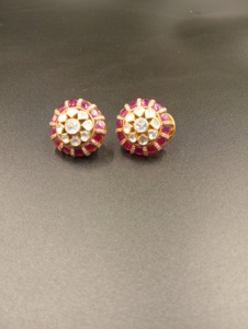 Boucles d'oreilles Amaira Jewels en argent 925 plaqué or, zircon, pierres doublettes roses, forme ovale, fleurs, clous mignons, pour mariage, femme, 0,1m - Product Image 2