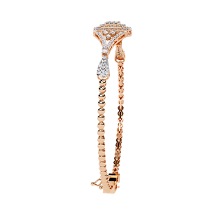 Bracelet à maillons en or massif 9K 10K 14K 18K pour femme avec diamants – Bijoux fins personnalisés avec fleur en diamant CVD créé en laboratoire - Product Image 3