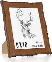 Bingkai Foto Kayu Solid Rustic Buatan Tangan dengan Tepi Kulit Kayu Asli, Dekorasi Farmhouse, Logo Custom, Dinding Warna-Warni