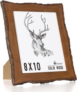 Edge Picture <b>Frame</b> Solid Rustic Handcrafted Wood <b>Frame</b> with Real Bark Edges & High Front Farmhouse Decor for Tabletop or <b>Wall</b> - Product Image 1