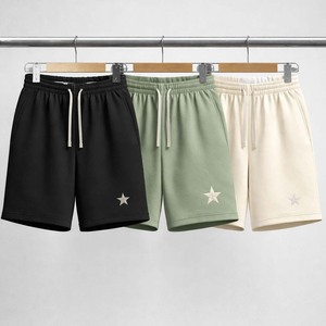 ชุดกางเกงขาสั้นผ้าฝ้ายฟลีซผู้ชายขายส่ง รับทำโลโก้ กางเกงขาสั้นลำลองสำหรับฤดูร้อน มีเชือกผูกเอว หลายสี - Product Image 4