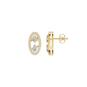 Clásicos Pendientes de Diamantes con Corte Marquesa Chapados en Oro de 18K, Joyería Geométrica para Mujer, Pendientes de Moda de Aleación para Boda - Product Image 3