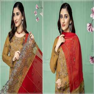 Trajes de Salwar Kameez sin costuras de gasa bordada pesada con estilo de MI Creation, diseño moderno, ropa tradicional india, ropa de fiesta - Product Image 1