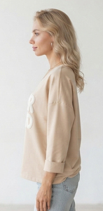 T-shirts à manches longues col en V imprimés sur mesure pour femmes, de haute qualité, pour usage quotidien, conception personnalisée OEM, t-shirt ample - Product Image 4