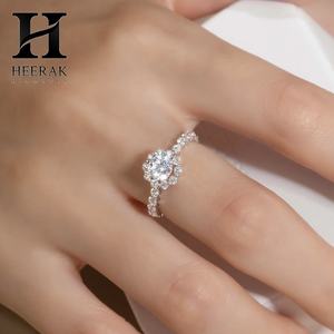 14K Gold Floral Halo <b>Diamond</b> Engagement <b>Ring</b> - Elegant Lab Grown/Natural <b>Diamond</b> <b>Ring</b> - Product Image 1