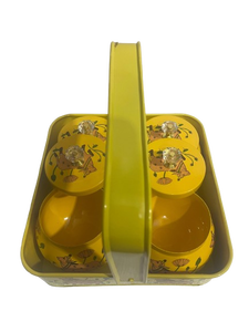Retro <b>Yellow</b> Kitchen Storage Canister Set Decorative Animal Floral Print Carrying <b>Basket</b> Organizer Tea Coffee Sugar Spice Pantry - Product Image 2