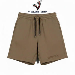 Light <b>Brown</b> Solid Color Board <b>Shorts</b> for <b>Men</b>-Woven Fabric Waterproof & Breathable Mid Waist Drawstring Closure Sporty Style - Product Image 1
