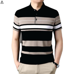AIFRAN Polo a rayas para hombre, camiseta informal de manga corta con cuello con botones - Product Image 6