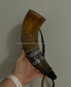Corne soufflante de buffle artisanale indienne de meilleure qualité avec logo personnalisé acceptable pour les Vikings corne soufflante polie authentique - Product Image 2