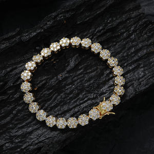 Womens 925 Silver Diamond Tennis Bracelet Round Brilliant Cut Flower Design Claw Setting Classic Wedding Jewelry at Export Price - Product Image 2