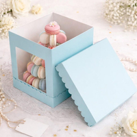 Boîte à gâteau carrée haute jetable et biodégradable, respectueuse de l'environnement, avec fenêtre |   Emballage de boulangerie en carton de 10 pouces