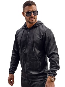 Survêtement à capuche pour homme, fermeture éclair intégrale, style sportif imprimé, respirant, en polyester, pour l'automne, avec poches latérales - Product Image 3