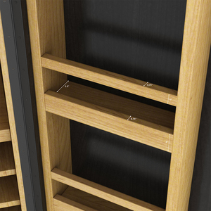 Modern Solid Oak Freestanding Bar Cabinet with 4-Compartment Wine & Drink Storage and Drawers for Home Lounge - Product Image 6