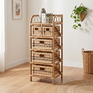 Rack 3 + 2 Drawer Subaliu Natural Rattan Woven <b>Storage</b> Organizers Premium Handcrafted Cabinets Bedroom <b>Chest</b> Office Furniture - Product Image 3