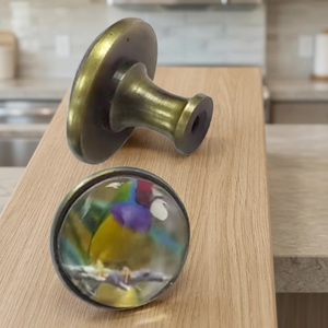 Brass Round Cabinet Knob With Crystal Glass Cover Traditional Kitchen Furniture Handle Durable Design - Product Image 1