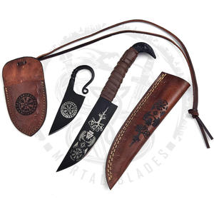 Couteau de survie multifonctionnel pour la nature sauvage, manche en acier inoxydable, pour le camping, le bushcraft, la chasse, couteau viking, ensemble de porte-médaillons - Product Image 2