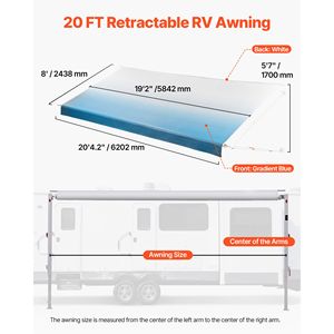 Kit de auvent rétractable pour camping-car de 20,12 pieds, cadre en aluminium, tissu PVC imperméable pour le camping en plein air - Product Image 2