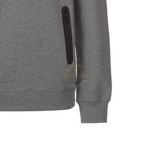 Sweat-shirt à col rond gris pour homme, 100% coton, écologique, à manches longues, avec poches zippées, coupe décontractée, style classique - Product Image 4