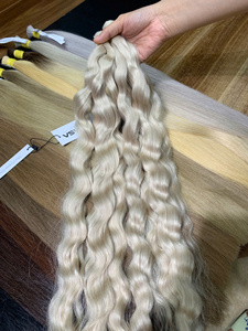 Extensions de cheveux en vrac Nasa, super double drawn, lisses naturels ou ondulés, prix usine, 1 kg, 100 % cheveux vietnamiens, blond clair froid - Product Image 1