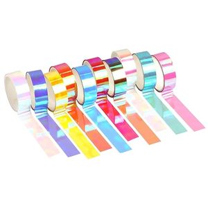 Wholesale Colorful Holographic Washi Tape Roll Shiny Rainbow Adhesive Masking Tape for Scrapbooking Journaling Crafts Scrap Art - Product Image 2