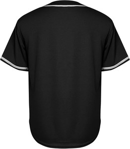 Maillot de baseball uni noir pour homme - Chemise de sport à manches courtes boutonnée avec bordure blanche - Product Image 2