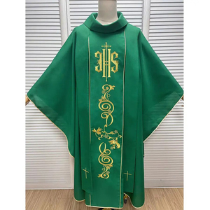 Nouvelle Arrivée Chasuble Brodé Sur Mesure Violet Rouge Vert en Polyester Mat avec Étole et Magnifique Design pour Adultes - Product Image 3