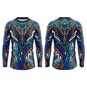 เสื้อรัดรูปแขนยาวสำหรับผู้ชาย ลายชนเผ่าสีน้ำเงิน พิมพ์ด้วยเทคนิค Heat-Transfer แห้งเร็ว เหมาะสำหรับ MMA BJJ ป้องกันรังสียูวี UPF50 เป็นมิตรต่อสิ่งแวดล้อม - Product Image 6