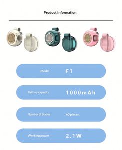 Ventilateur portable sans pales 1000 mAh 2,1 W, rechargeable USB, 5 vitesses, mini, à clipser, à suspendre à la taille, en ABS, effet tourbillon - Product Image 6