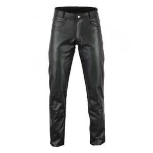 Pantalon en cuir coupe droite mi-longue, confortable, design tendance, teinture unie, anti-plis, style urbain - Product Image 5