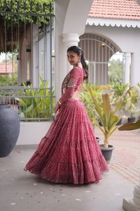 Designer Silk Multicolor Navratri Lehenga Choli for Women | Traditional Mirror Work Garba Party Dress - Product Image 5