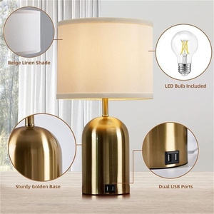 Modern Luxury Gold Touch Control <b>Table</b> Lamp USB Charging Port Dimmable LED Nightlight <b>Bedside</b> Bedroom Living Room Decor - Product Image 4