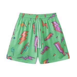 Shorts en maille Streetwear Pop Art Vert Éclair Imprimé par Sublimation Respirant en Polyester Léger pour le Basketball et la Gym - Product Image 1