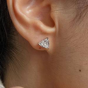 Triangle Cut Diamond <b>Stud</b> <b>Earrings</b> Women's Minimalist Claw Setting Fine Jewelry - Product Image 3