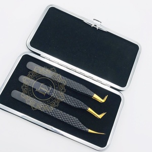 Pinzas de acero inoxidable sostenibles de lujo, patrón de diamante de punto de oro negro mate, etiqueta personalizada probada a mano hecha a mano disponible - Product Image 6