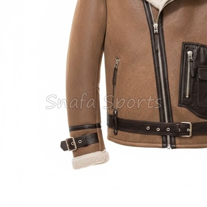 Manteau en peau de mouton pour homme, style aviateur, veste d'hiver avec fermeture éclair, style streetwear, cuir fin, service OEM - Product Image 4