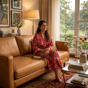 ชุดกิโมโนผ้าฝ้ายลายดอกไม้สีแดงพรีเมียม |   ชุดคลุมอาบน้ำแขนยาวคอวีพร้อมกระเป๋า |   ชุดเดรสผูกเชือกหรูหราสำหรับผู้หญิง - Product Image 4