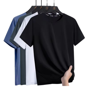 Men's Solid Color O-Neck Short Sleeve Cotton T-Shirt Regular Fit Casual Jersey Knit Breathable Plain Dyed Design - Product Image 6