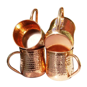 Ensemble de 2 tasses en cuivre avec bordures en cuivre rose gold, martelées, en cuivre massif véritable de bonne qualité, finition noire mate, pour boire - Product Image 4