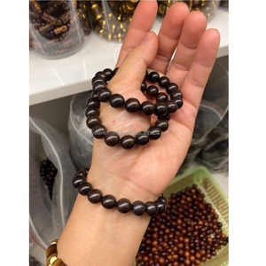 Buddhism GiftUnisex 7mm Agarwood <b>Ball</b>-Shaped New Top Amethyst and Agate Stones Religious Beaded Bangles - Product Image 4