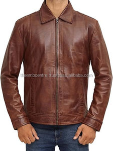 Veste de mode en cuir véritable à fermeture éclair personnalisée pour hommes de bonne qualité au tarif de gros Veste de mode en cuir pour hommes - Product Image 2