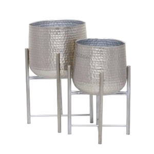 Macetero de hierro forjado negro martillado para decoración moderna del hogar, macetero duradero multiusos para interiores con drenaje - Product Image 3