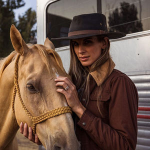 Vintage Leather Cowboy <b>Hats</b> Men Women Red Black Bush <b>Hat</b> <b>Western</b> Australian Style Crazy Horse Leathe - Product Image 6